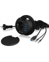 icy box ICYBOX Table Hub 4x USB 3.0 Type-A with Audio in-/output and Schuko Socket CEE 7/3 diameter 80 mm Black - nr 19