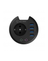 icy box ICYBOX Table Hub 4x USB 3.0 Type-A with Audio in-/output and Schuko Socket CEE 7/3 diameter 80 mm Black - nr 1
