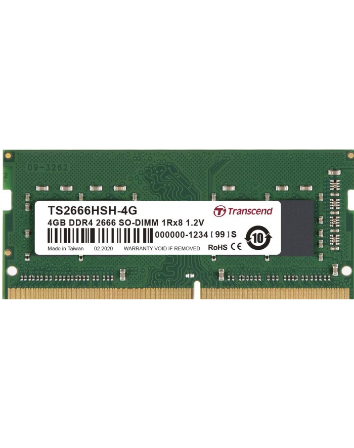 TRANSCEND 4GB DDR4 2666Mhz SO-DIMM 1Rx8 512Mx8 CL19 1.2V główny