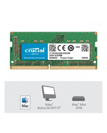 CRUCIAL Memory for Mac 16GB DDR4 2400 MT/s PC4-19200 CL17 DR x8 Unbuffered SODIMM 260pin for Mac