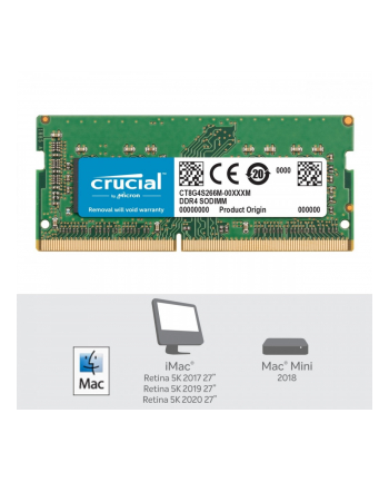 CRUCIAL Memory for Mac 8GB DDR4 2666 MT/s PC4-21300 CL19 SR x8 Unbuffered SODIMM 260pin for Mac