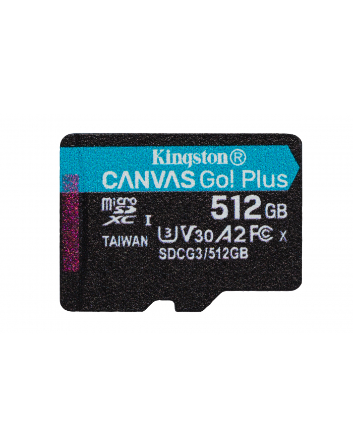 KINGSTON 512GB microSDXC Canvas Go Plus 170R A2 U3 V30 Single Pack w/o ADP główny