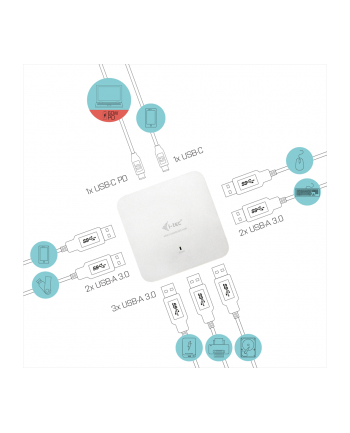 i-tec HUB 7x USB 3.0 + Power Delivery 60W USB-C Metal Charging