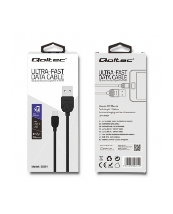 qoltec Kabel USB typ C | USB 2.0 A | 1.2m | ultra szybki przesył danych