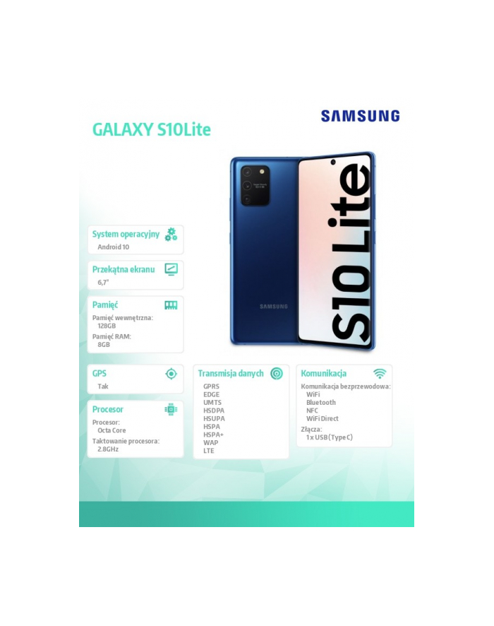 samsung Smartfon GALAXY S10Lite DS 8/128GB Niebieski główny