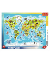 Puzzle 25el ramkowe Mapa świata ze zwierzętami 31340 Trefl - nr 2