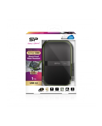 Dysk zewnętrzny Silicon Power Armor A60 SP010TBPHDA60S3K (1 TB ; 25 ; USB 31; 5400 obr/min)