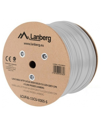 LANBERG KABEL UFTP KAT 6A 305M DRUT CU LSZH SZARY CPR+FLUKE PASSED