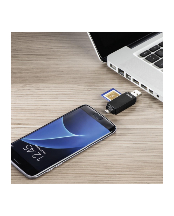 Czytnik kart Hama Basic SD/microSD 2W1 USB/microUSB 2.0 czarny OTG