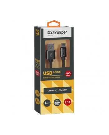 Kabel USB Defender AM-micro BM 1m 2,1A czarny