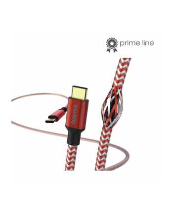 Kabel USB 2.0 Hama Data ''Reflected'', USB Type-C - USB Type-C 1,5m, czerwony