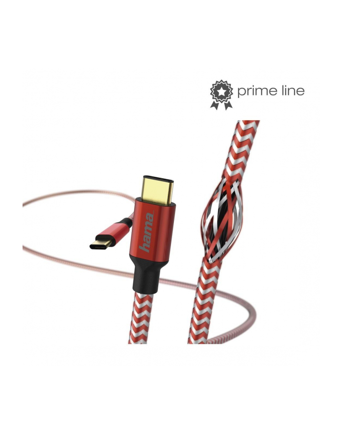 Kabel USB 2.0 Hama Data ''Reflected'', USB Type-C - USB Type-C 1,5m, czerwony główny