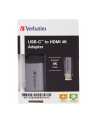 Kabel adapter Verbatim USB type-C(M) - HDMI(F) 0,1m czarno-srebrny - nr 33