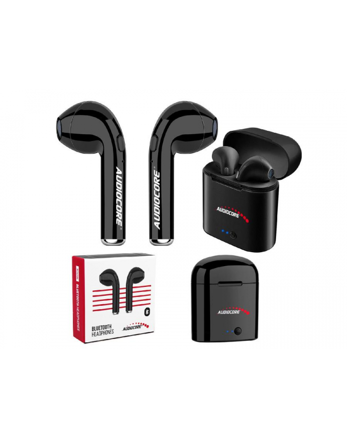Słuchawki z mikrofonem Audiocore AC520 B bliźniacze douszne Bluetooth + stacja/Powerbank czarne TWS 5.0 główny
