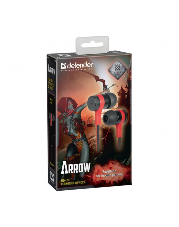 Słuchawki z mikrofonem Defender Arrow douszne gaming czarno-czerwone główny