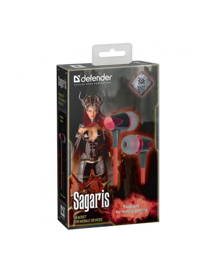 Słuchawki z mikrofonem Defender SAGARIS douszne gaming czarno-czerwone główny