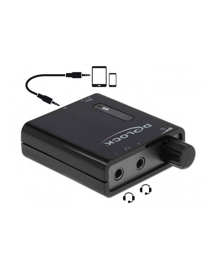 Wzmacniacz słuchawkowy Delock Minijack - 2x Minijack + micro USB czarny główny