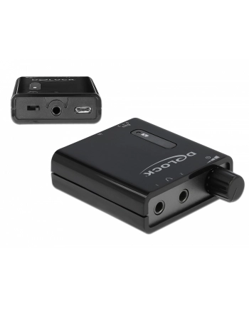 Wzmacniacz słuchawkowy Delock Minijack - 2x Minijack + micro USB czarny