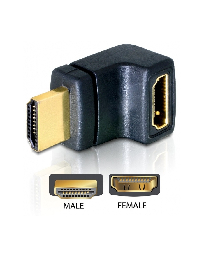 Adapter Delock HDMI- HDMI M/F kątowy prawy czarny główny