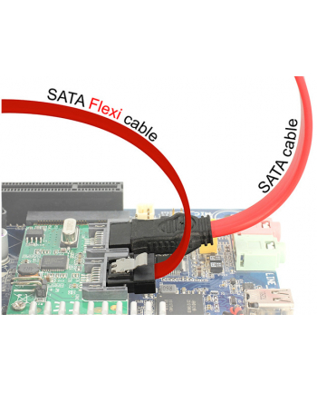 Kabel SATA Data III Delock 0,5m z zatrzaskami metalowymi flexi czerwony