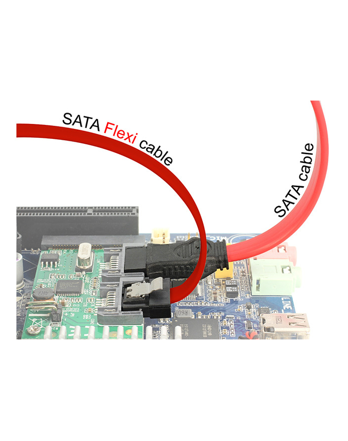 Kabel SATA Data III Delock 0,5m z zatrzaskami metalowymi flexi czerwony główny