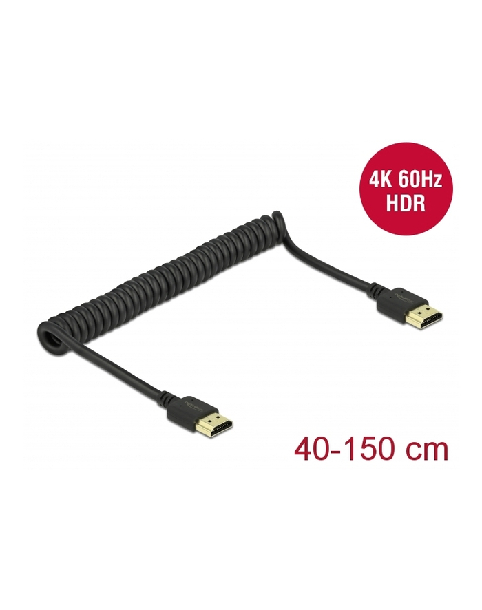 Kabel HDMI 2.0 Delock M/M spirala czarny 0,4m - 1,5m główny