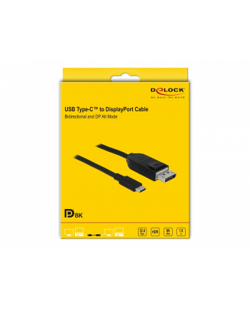 Kabel adapter Delock USB type-C(M) -> DisplayPort(M) 8K 60Hz 1,5m czarny