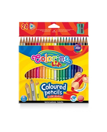 patio Kredki ołówkowe trójkątne 24 kol.+ tem Colorino Kids new