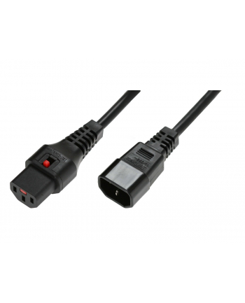 digitus Kabel przedłużający zasilający blokada IEC LOCK 3x1mm2 C14/C13 prosty M/Ż 1m czarny nr 2