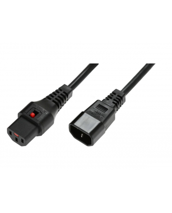 digitus Kabel przedłużający zasilający blokada IEC LOCK 3x1mm2 C14/C13 prosty M/Ż 1m czarny nr 1