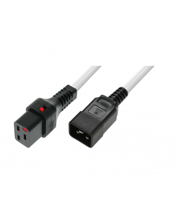 digitus Kabel zasilający serwerowy blokada IEC LOCK 3x1,5mm2 C20 prosty/C19 prosty M/Ż 2m biały