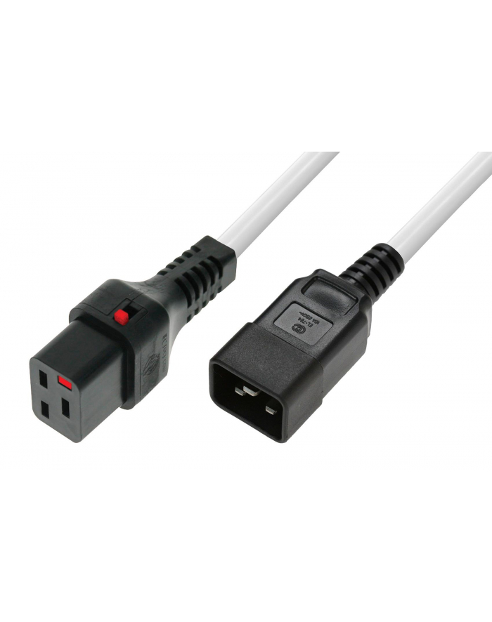 digitus Kabel zasilający serwerowy blokada IEC LOCK 3x1,5mm2 C20 prosty/C19 prosty M/Ż 2m biały główny