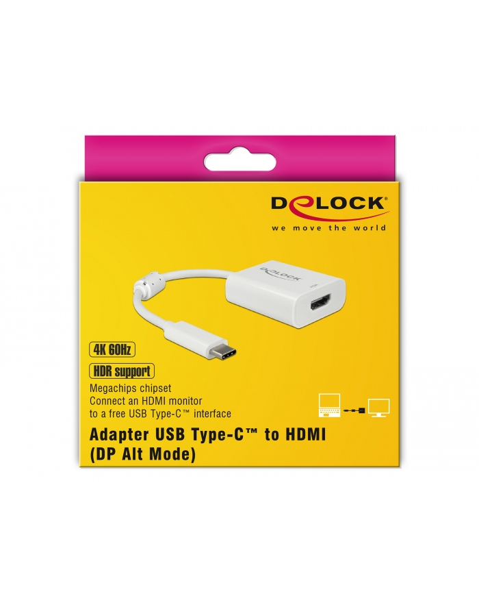 DeLOCK USB adapter C> HDMI 4K 60Hz with HDR function (white, 10cm) główny