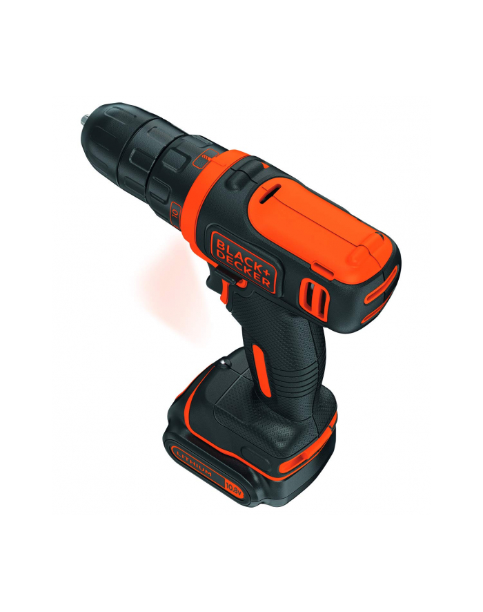 black+decker BLACK + DECKER Cordless Drill BDCDD12BAFC, 10,8Volt (black / orange, suitcases, 2x Li-Ion battery 1.5Ah, 100-piece accessory kit) główny