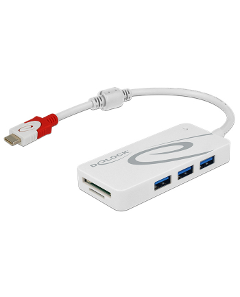 DeLOCK USB C Hub, USB Hub (white, USB 3.0, SD, microSD)