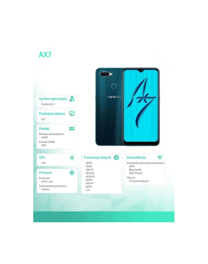 oppo Smartfon AX7 DS. 3/64GB Niebieski główny
