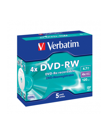 Płytki DVD-RW VERBATIM 4x 4.7GB 5P JC              43285