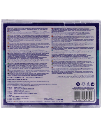 Płytki DVD-RW VERBATIM 4x 4.7GB 5P JC              43285