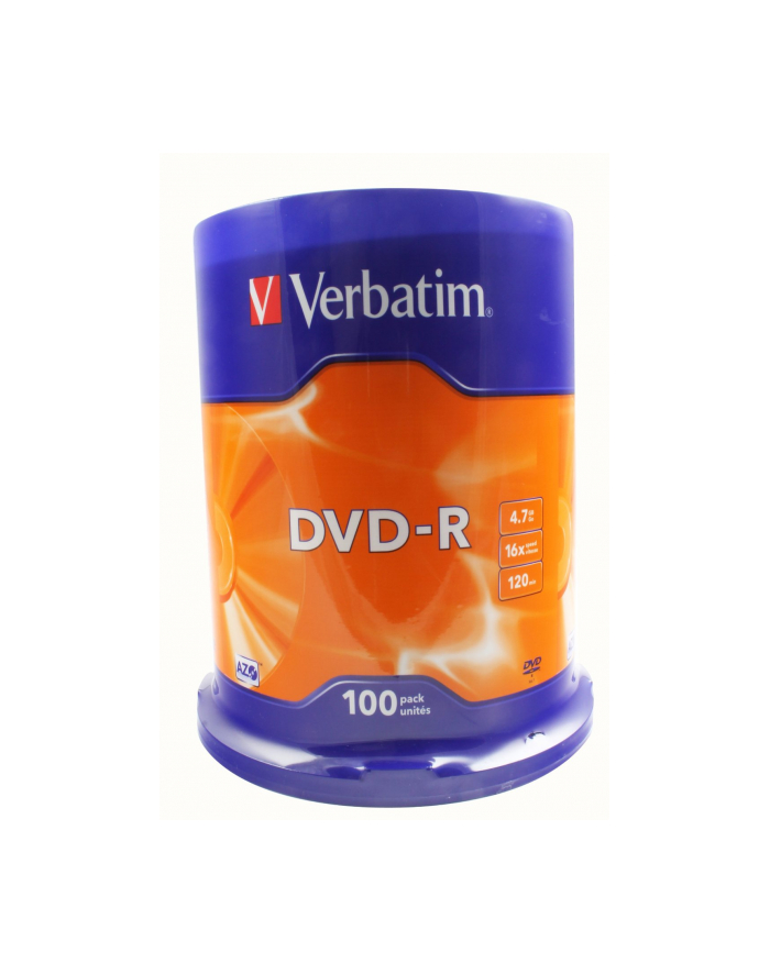 Płytki VERBATIM DVD-R 16x 4.7GB 100 CB 43549 główny