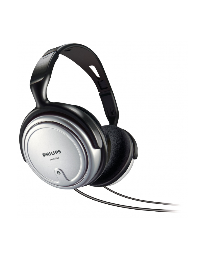 SALE OUT. Philips SHP2500 SILVER, TV and HiFi, speakers size - 40 mm, frequency 15-22000 Hz, impediance - 32 Ohm, Sencivity - 100 dB, cord lenght - 6m. - DAMAGED PACKAGING. główny