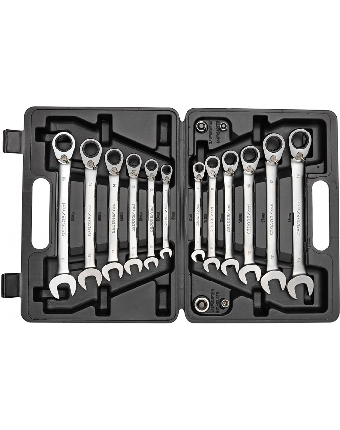 Gedore Red ring ratchet open ended spanner set, 16-piece, wrench (chrome, SW 8 - 19mm) główny