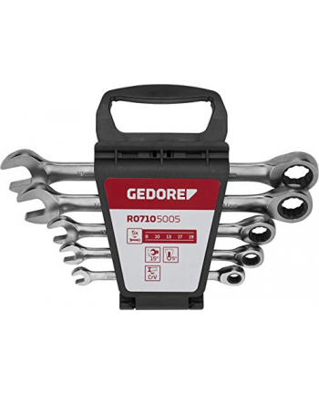 Gedore Red ring ratchet open ended spanner set, 5 pieces, spanner (chrome, SW 8 - 19mm)