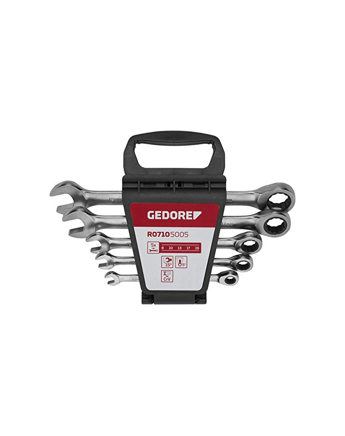 Gedore Red ring ratchet open ended spanner set, 5 pieces, spanner (chrome, SW 8 - 19mm) główny
