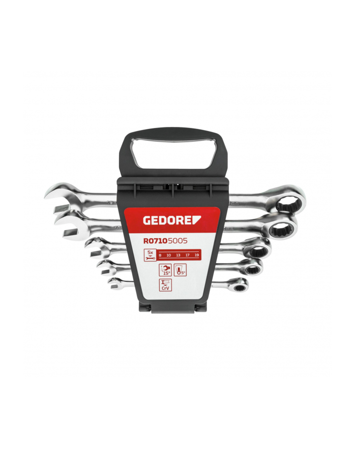 Gedore Red ring ratchet open ended spanner set, 5 pieces, spanner (chrome, SW 8 - 19mm) główny