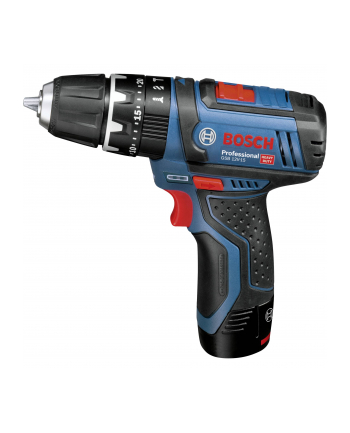 bosch powertools Bosch cordless hammer drill driver GSB 12V-15 Professional, 12 volt (blue / black, Li-ion battery 2.0Ah, Li-ion battery 4.0Ah, drill & bit set)