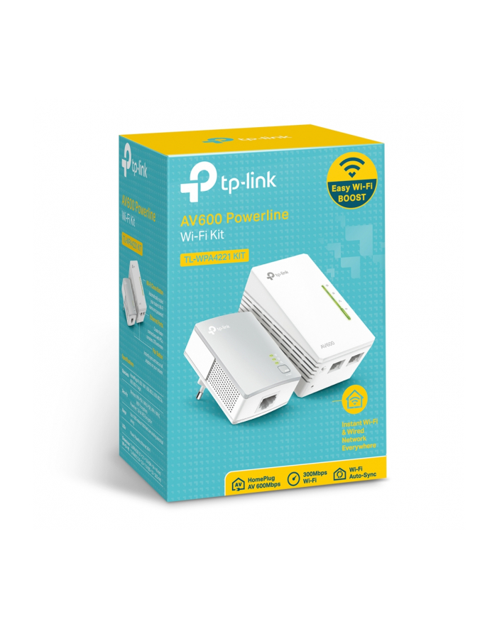 tp-link Zestaw transmiterów sieciowych AV600 z punktem dostępowym, 300Mb/s WPA4221KIT Power Line Ext AV600 N300 główny