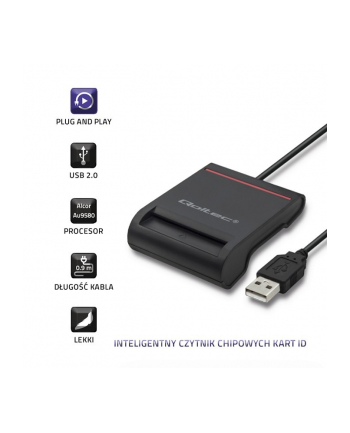 qoltec Inteligentny czytnik chipowych kart ID | USB2.0 | Plug&play