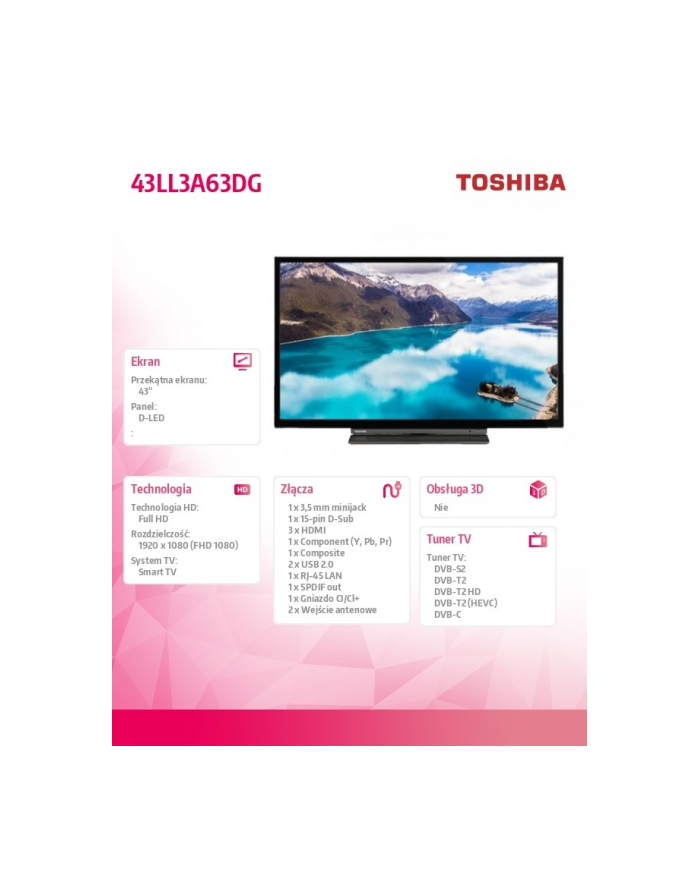 toshiba Telewior Full HD 43 cale Smart 43LL3A63DG główny