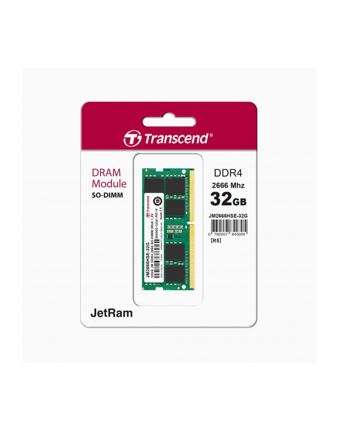 TRANSCEND 32GB JM DDR4 2666Mhz SO-DIMM 2Rx8 2Gx8 CL19 1.2V główny