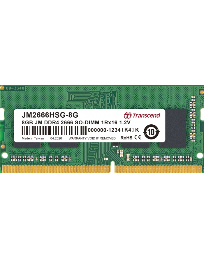 TRANSCEND 8GB JM DDR4 2666Mhz SO-DIMM 1Rx16 1Gx16 CL19 1.2V główny
